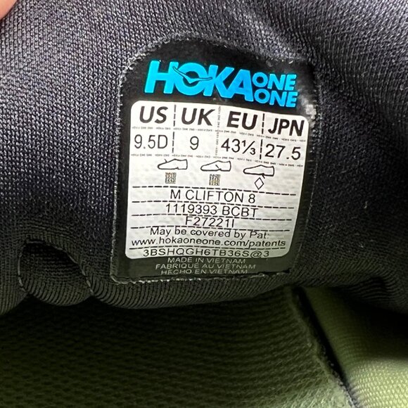 Hoka One One Clifton 8 Running Shoes Men's Size 9.5 Teal Blue Coral Athletic Run - Picture 13 of 13